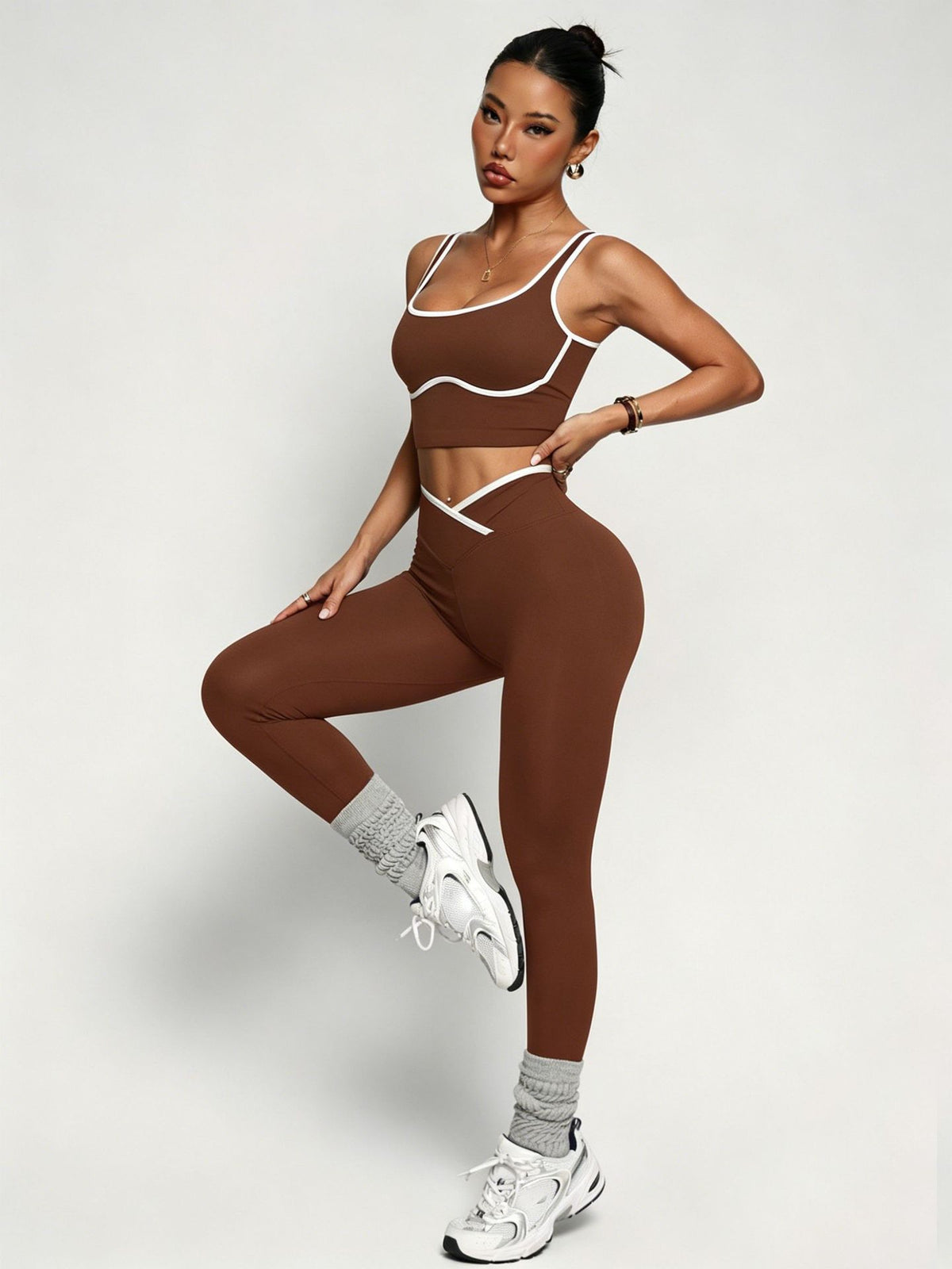Women's Workout Outfit Set Including Sports Bra Tank Top & High Waist Butt Lifting Yoga Pants – Premium 4 | RICALOUX