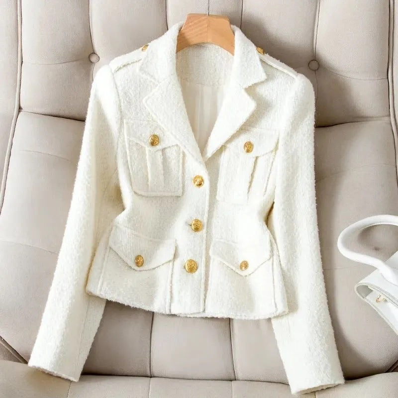 Off-white Tweed Short Jacket With A Chanel-style Collar – Premium 0 | RICALOUX
