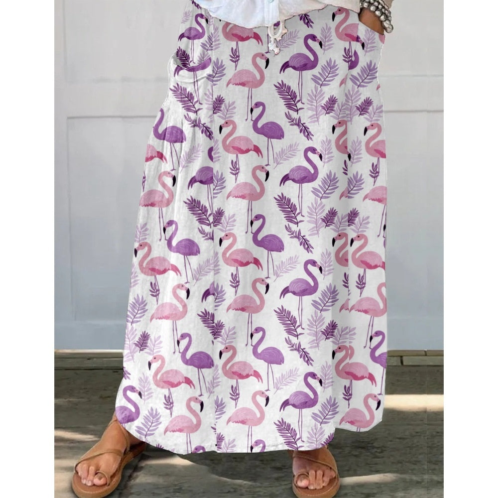Womens Fashionable Printed Plus-Size Skirt With Pockets by Ricaloux