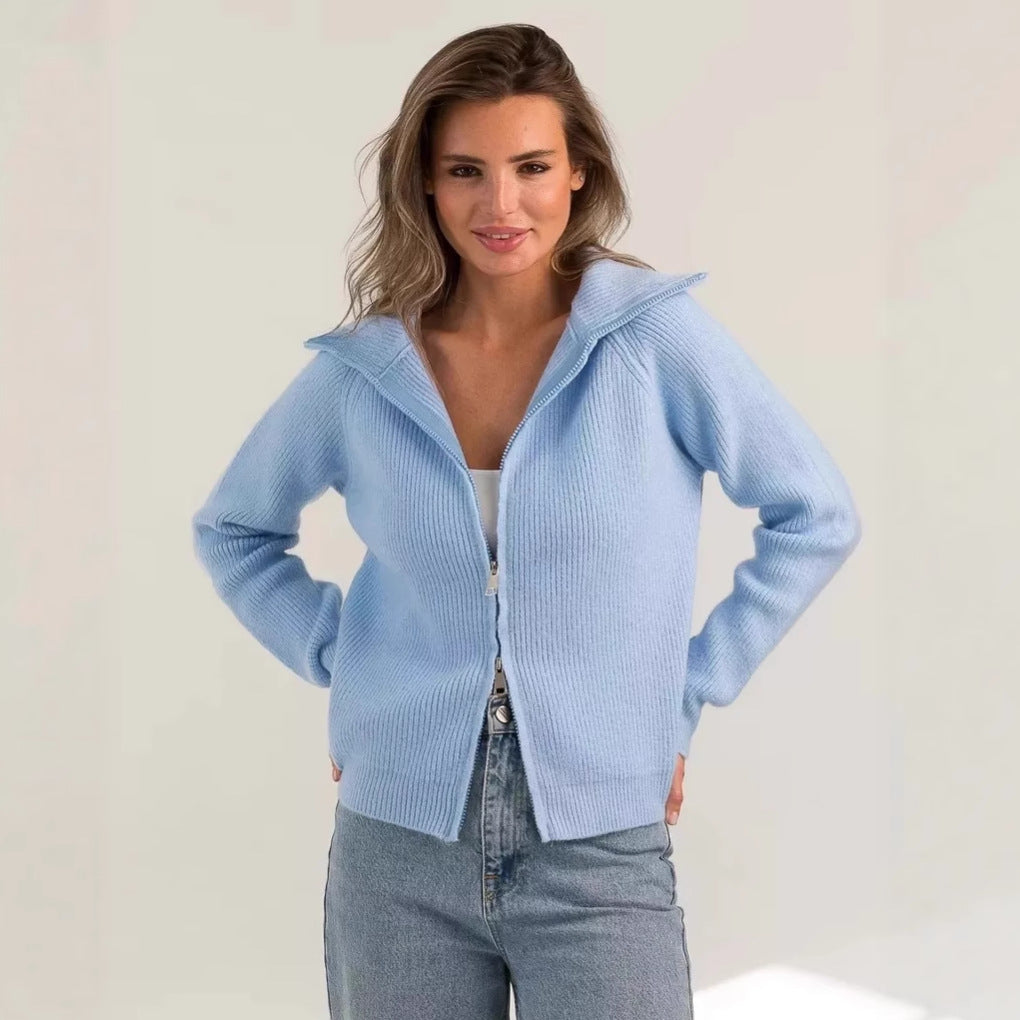 Women's Knitted Zipper Pullover Casual Jacket – Premium 0 | RICALOUX