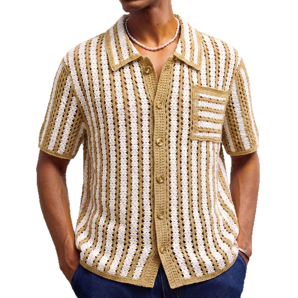 Mens Retro Striped Hollow-Out Knit Sweater – Premium 0 | RICALOUX
