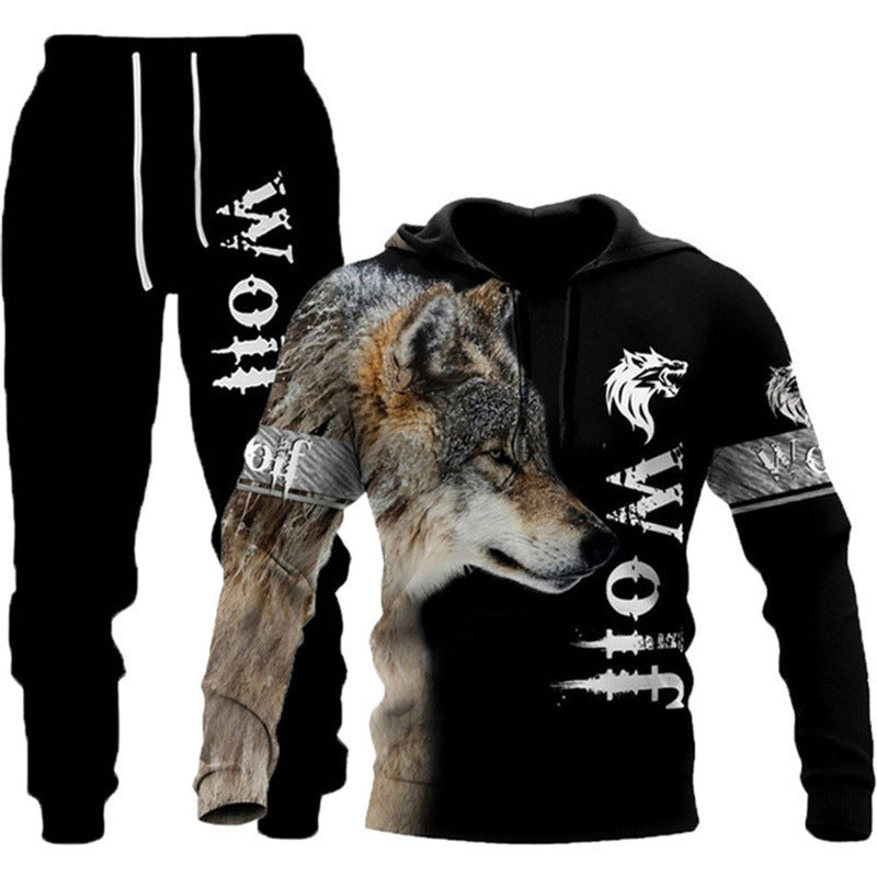 Animal-print Hooded Pullover Sweatshirt And Menswomens Sportswear Set – Premium 0 | RICALOUX