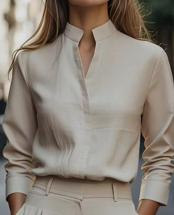 Womens Casual V-Neck Long-Sleeve Shirt by Ricaloux