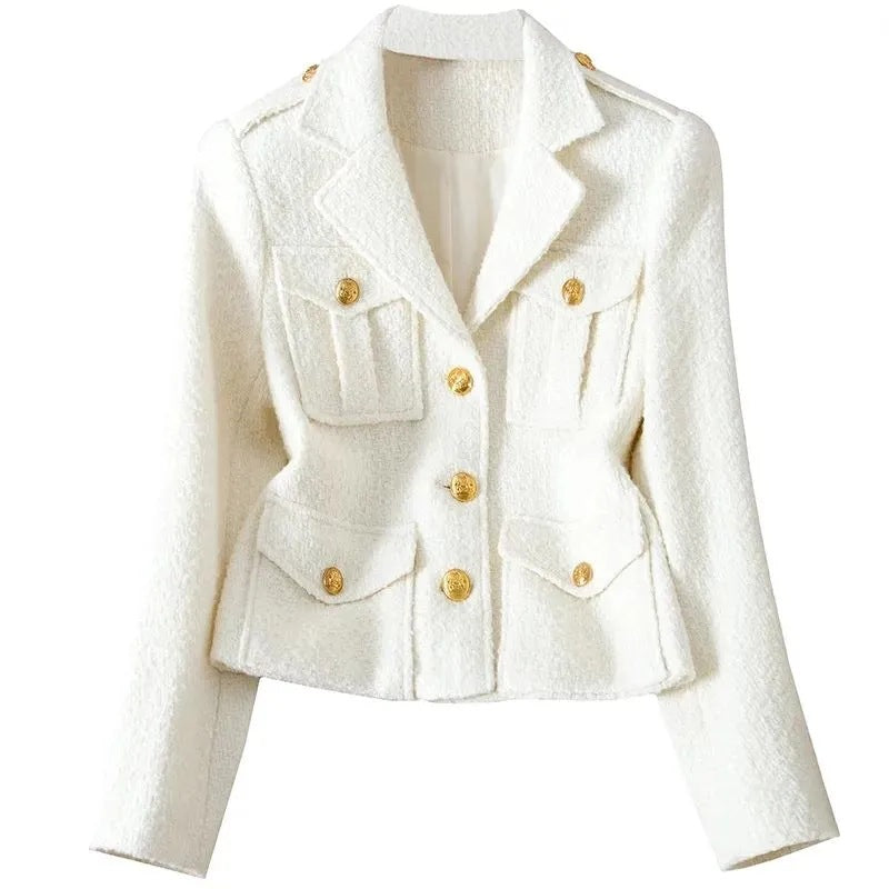 Off-white Tweed Short Jacket With A Chanel-style Collar – Premium 0 | RICALOUX