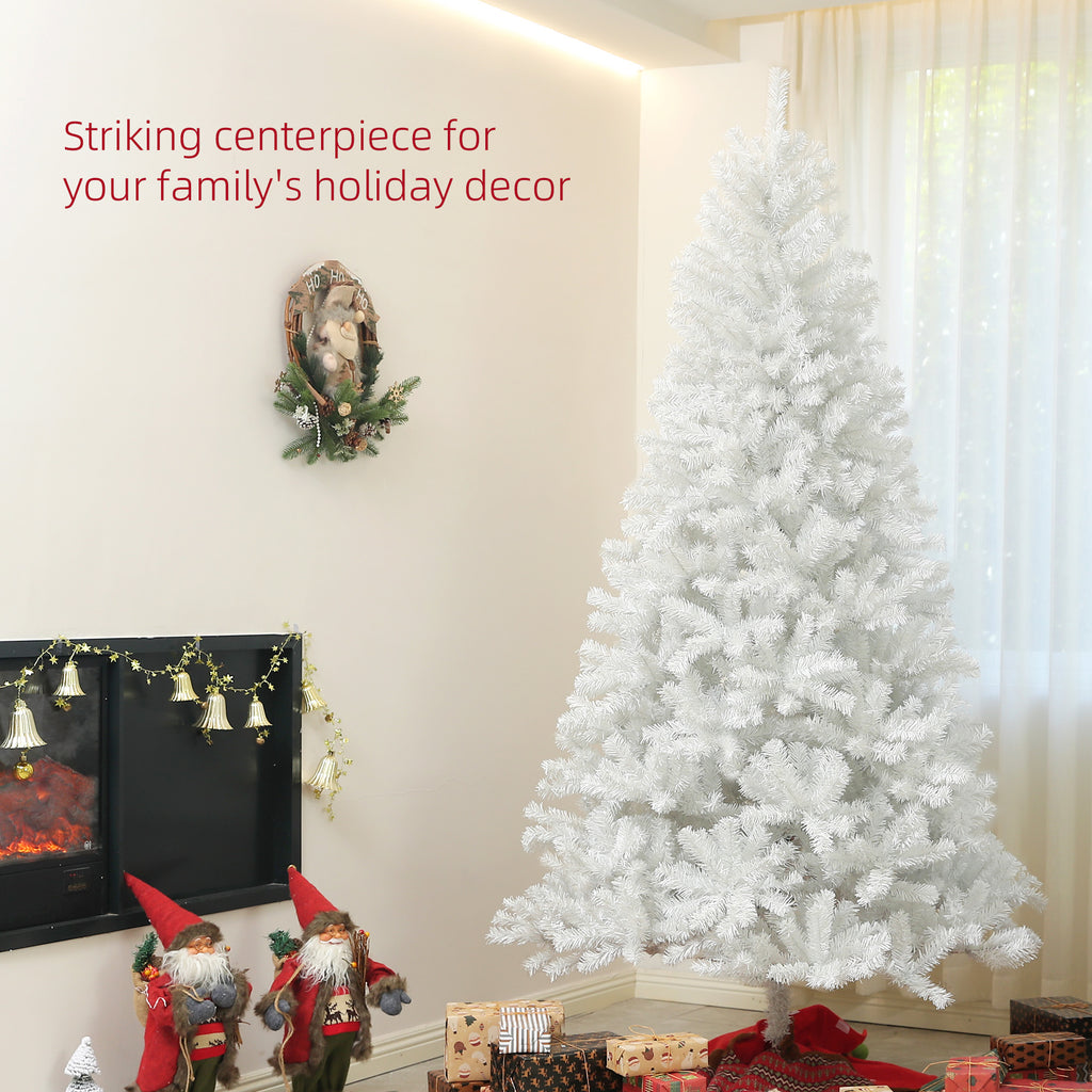9ft Unlit Artificial White Christmas Tree, Holiday Décor With 2132 Branch Tips, Auto Open And Steel Base – Premium 0 | RICALOUX