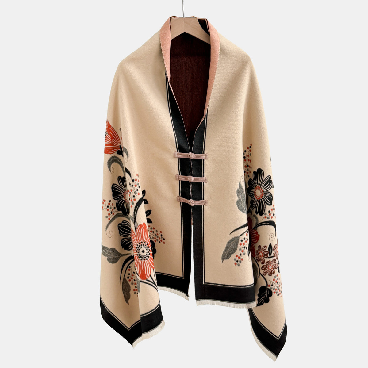 Vintage Knot-button Outerwear Jacquard Shawl – Premium 0 | RICALOUX