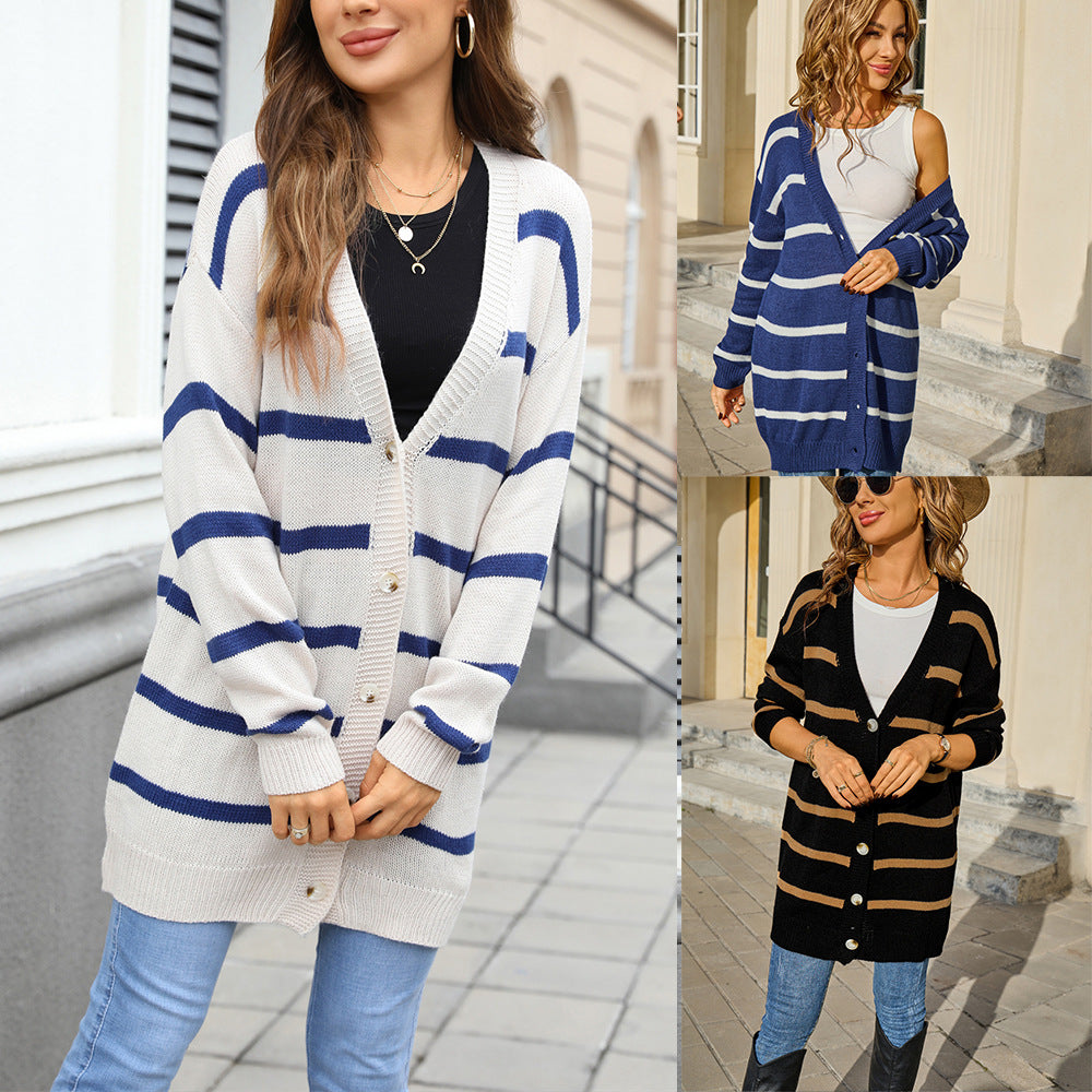 Minimalist Versatile Striped Jacket With Buttons – Premium 0 | RICALOUX