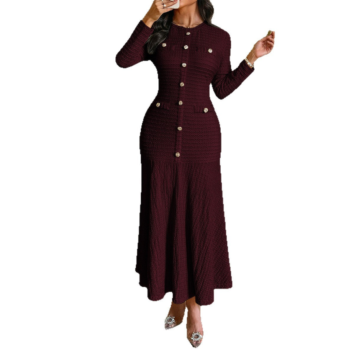 Solid-color Short-sleeved Sheath Dress For Women by Ricaloux