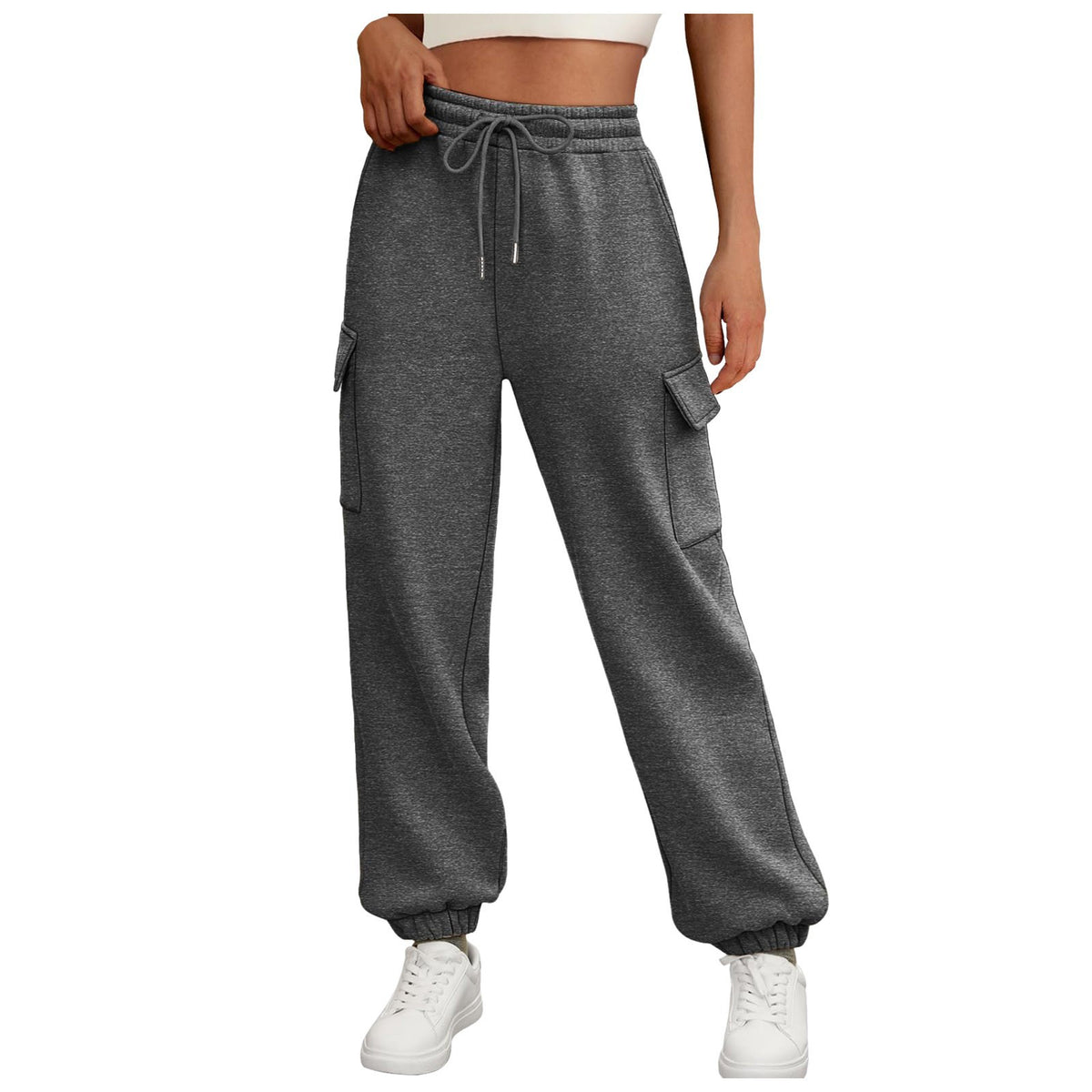 Women's Sweatpants Fleece Lined Baggy Athletic Jogger Trousers With Pockets Fall Casual Trendy Cargo Pants Fall Outfits - RICALOUX