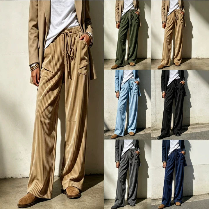 Womens Casual Loose-Fit Long Pants With Drawstring Pockets – Premium 0 | RICALOUX