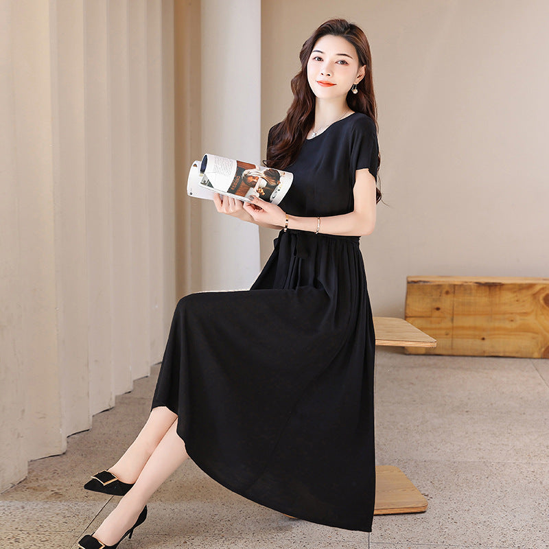 New Elegant Cotton Silk Dress For Middle Aged And Senior Women by Ricaloux