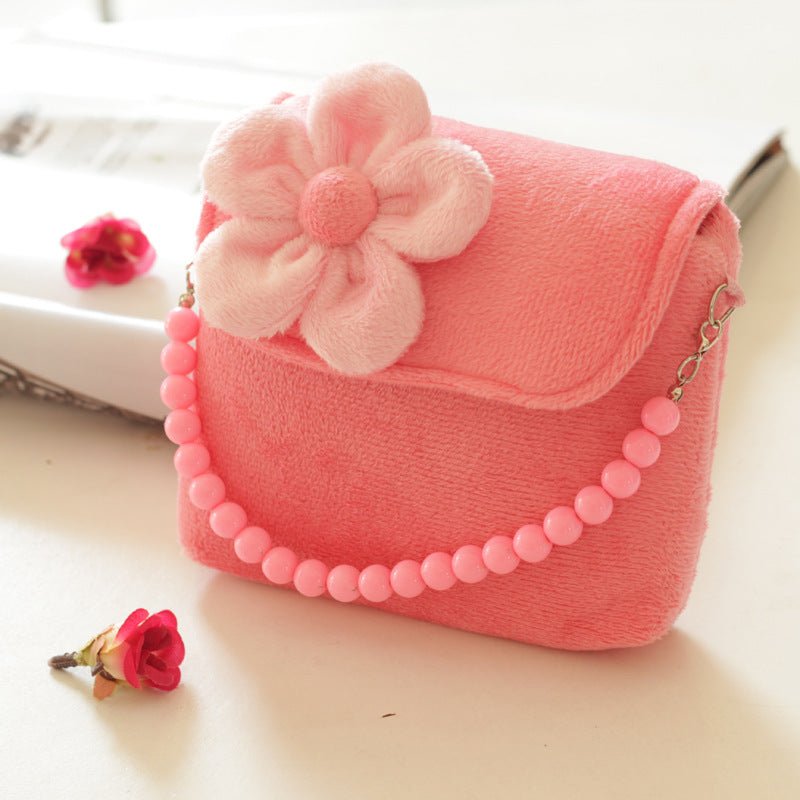 Girls Bead Chain Hand Bag Cute Flower Princess Bag - RICALOUX