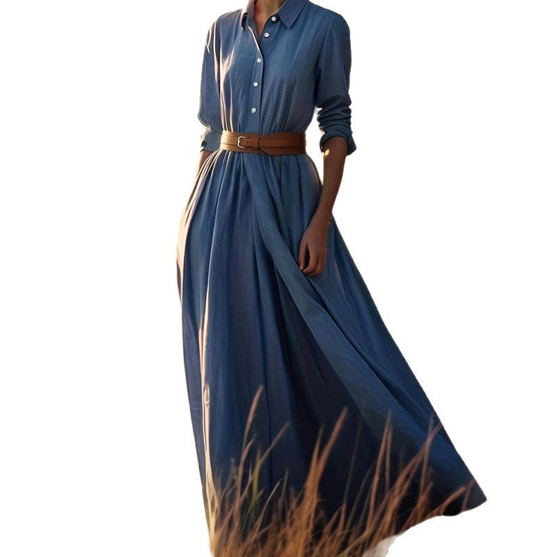 Womens Fashion Long-sleeve Vintage-style Midi Dress by Ricaloux