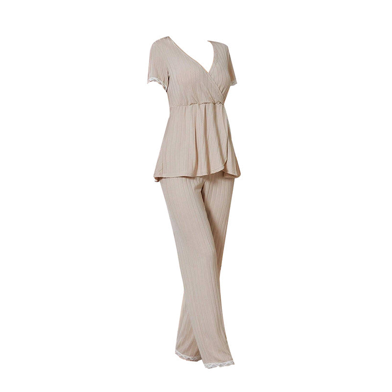 Thick Short Sleeve Outerwear And Long Pants Set by Ricaloux