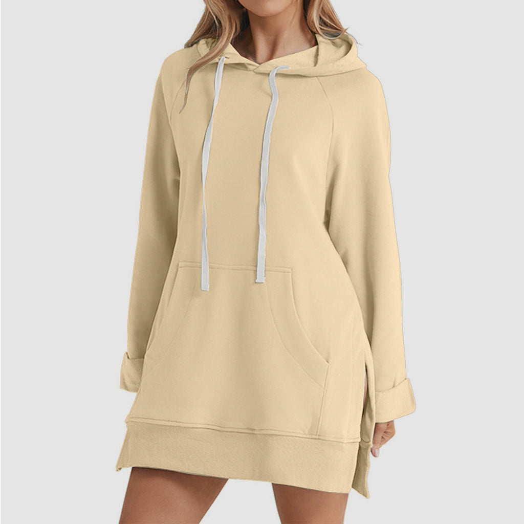 Womens Solid-color Hooded Mid-length Sweatshirt Now Available – Premium 0 | RICALOUX