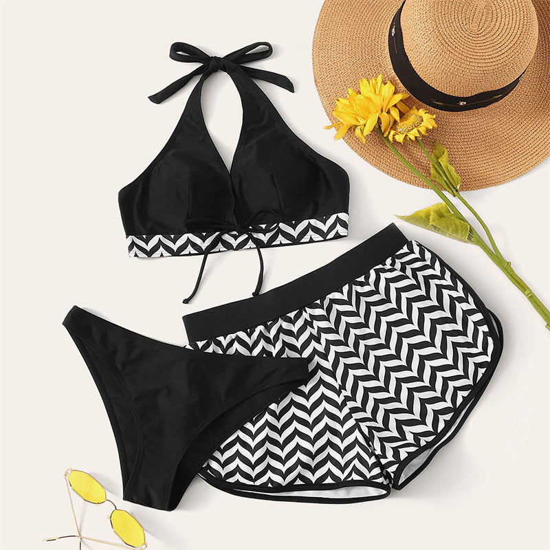 Three-piece Sexy Halter-style Two-piece Swimsuit by Ricaloux