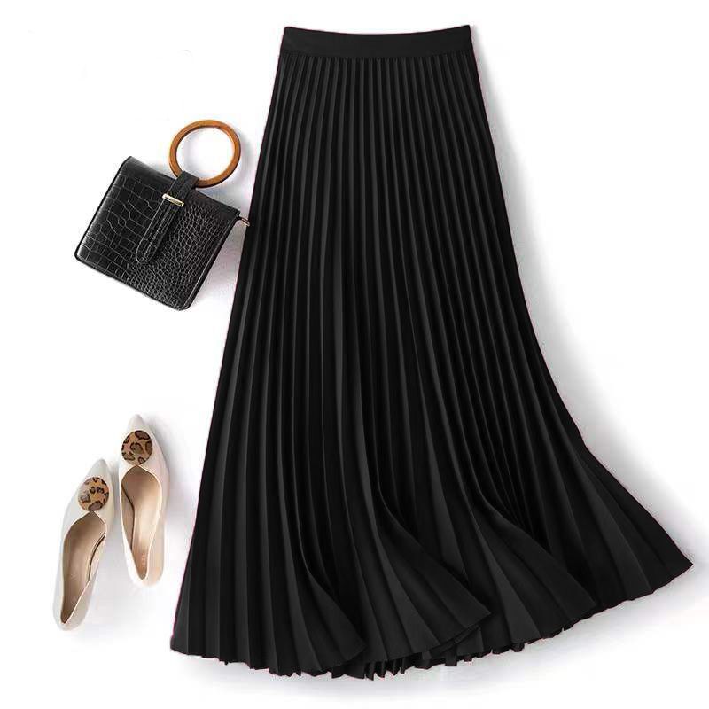 Satin Elegant Accordion High-waisted Pleated Skirt – Premium 0 | RICALOUX
