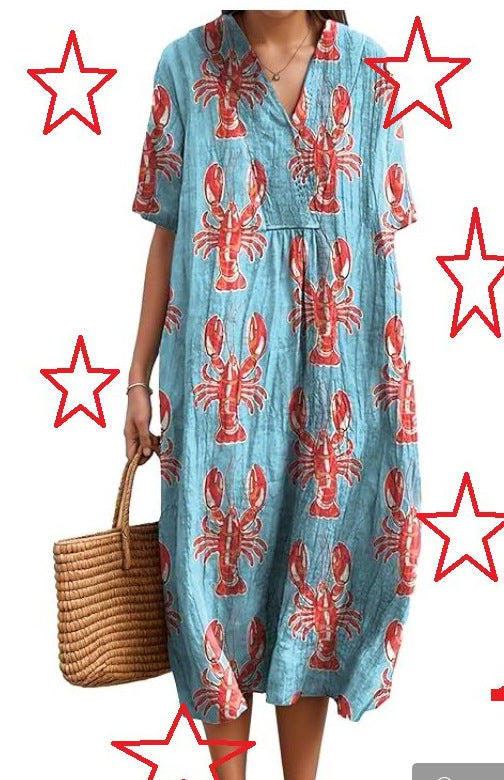 Retro-style Loose-fitting Beach Dress For Women by Ricaloux