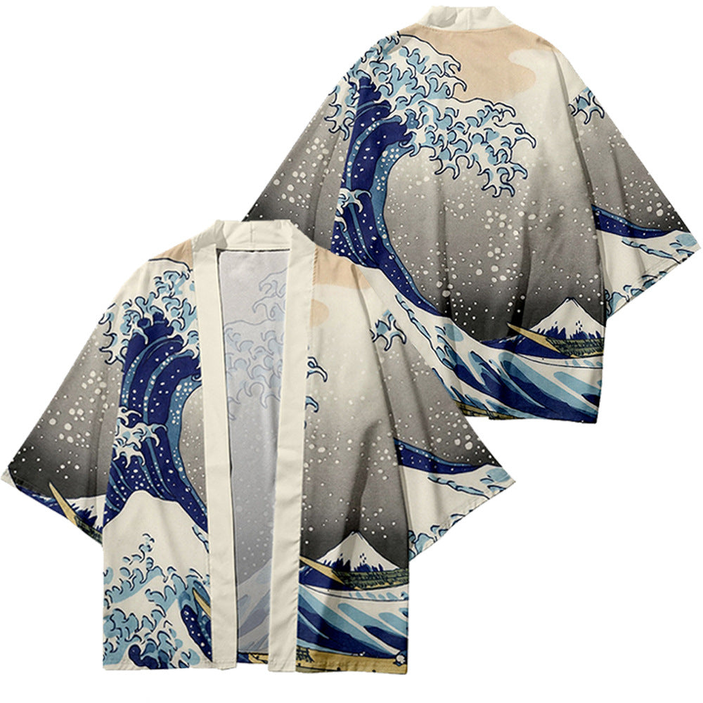 Printed Casual Kimono-style Mid-sleeve Wrap For Couple Outfits – Premium 0 | RICALOUX