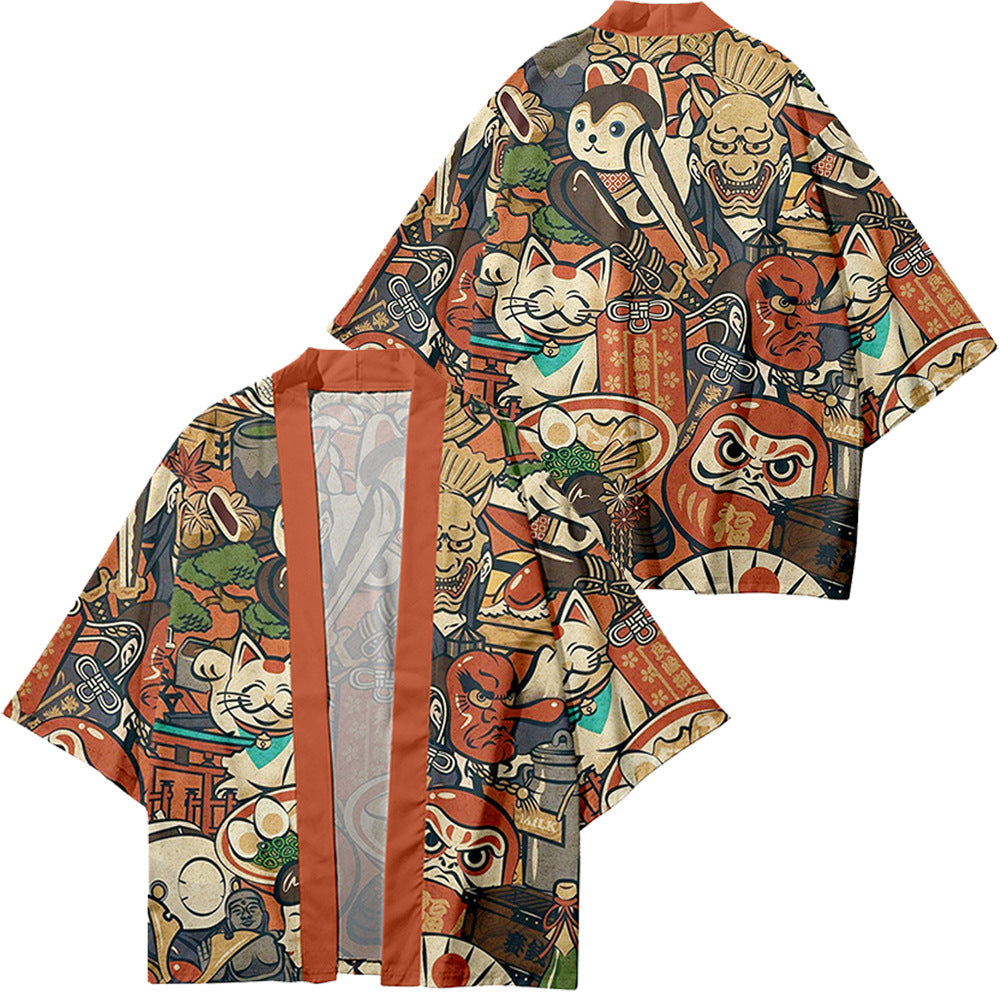 Printed Casual Kimono-style Mid-sleeve Wrap For Couple Outfits – Premium 0 | RICALOUX
