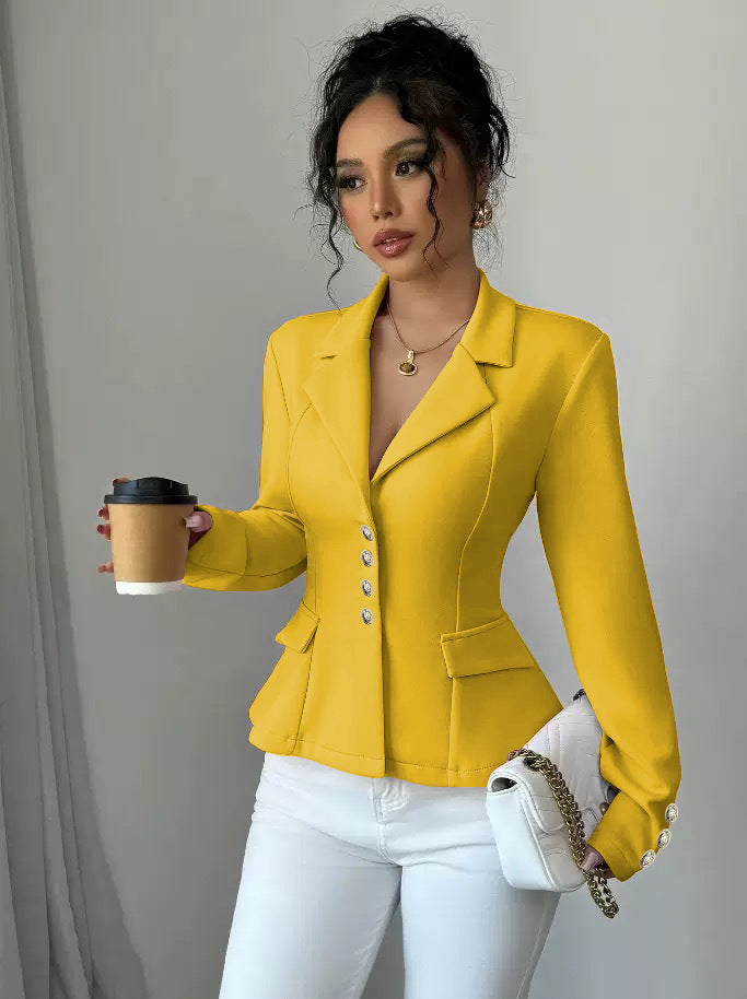 Womens Tailored Lapel Long-sleeve Coat by Ricaloux