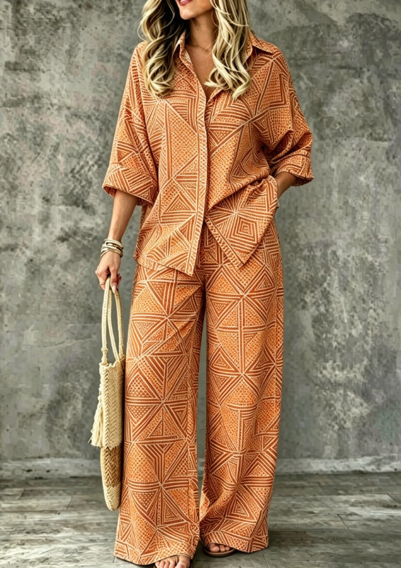 Spring Summer Womens Shirt Set With Digital Print by Ricaloux