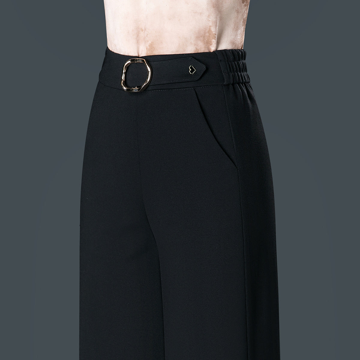 Spring Womens New Arrival Loose-fitting Straight-leg Versatile Black Wide-leg Pants by Ricaloux