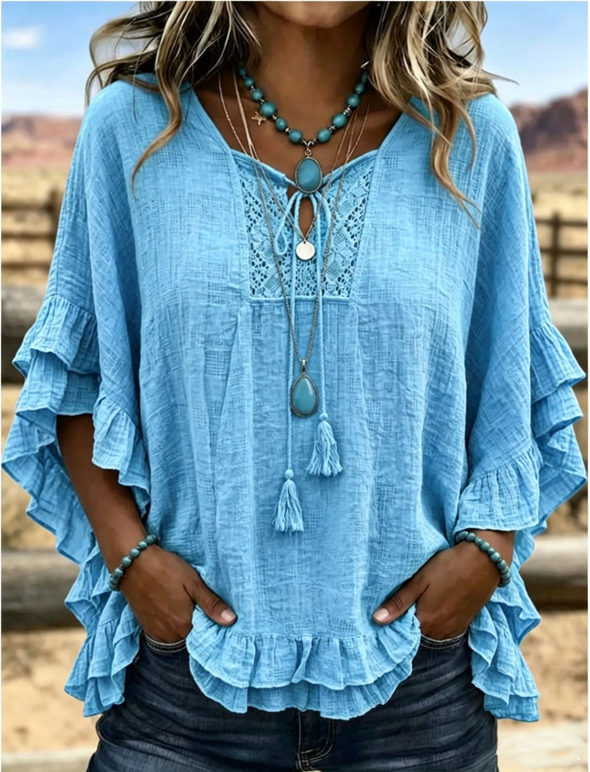 Seasonal European And American Cross-border V-neck Top by Ricaloux