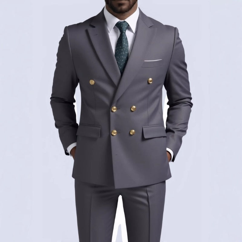 Mens Double-Breasted Fashionable Casual Blazer by Ricaloux