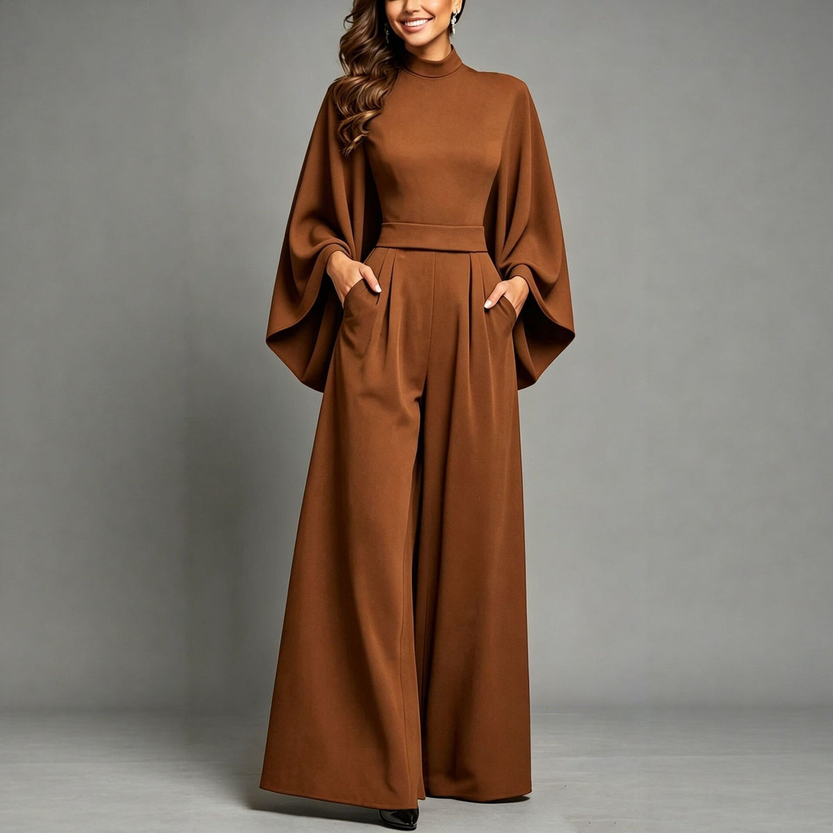 Womens Relaxed-fit Fashionable Long-sleeve Jumpsuit – Premium 0 | RICALOUX