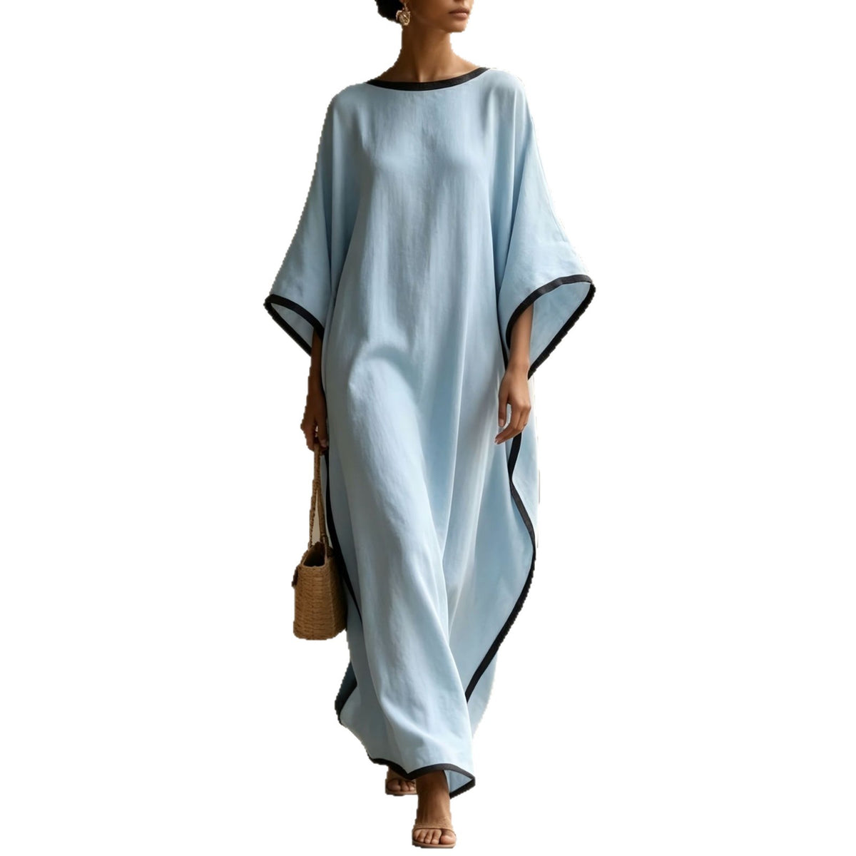 Womens Retro Solid-color Loose-fit Casual Dress by Ricaloux