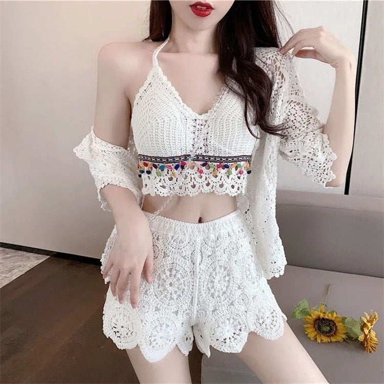 Womens Embroidered Hollow-Out Casual Swimsuit by Ricaloux