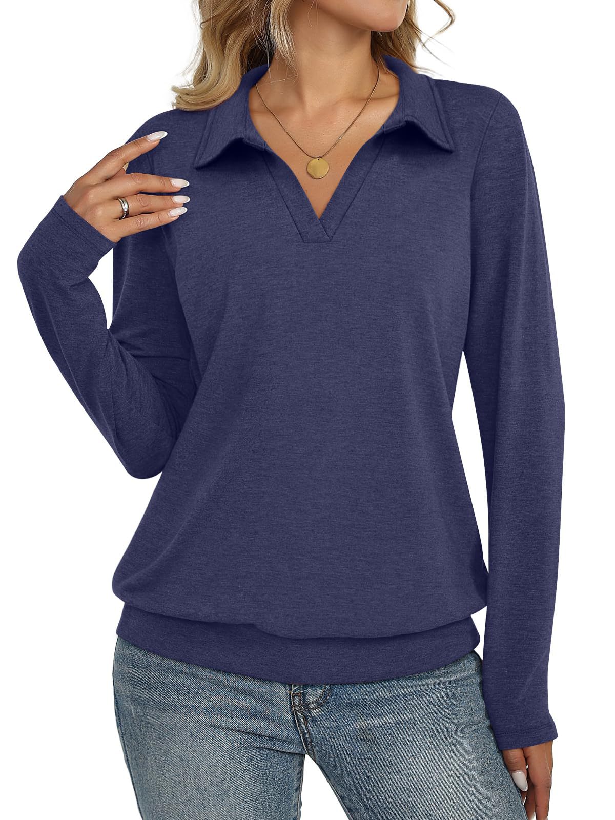 Womens Long-sleeved Fashionable Casual Minimalist And Relaxed-fit Top by Ricaloux
