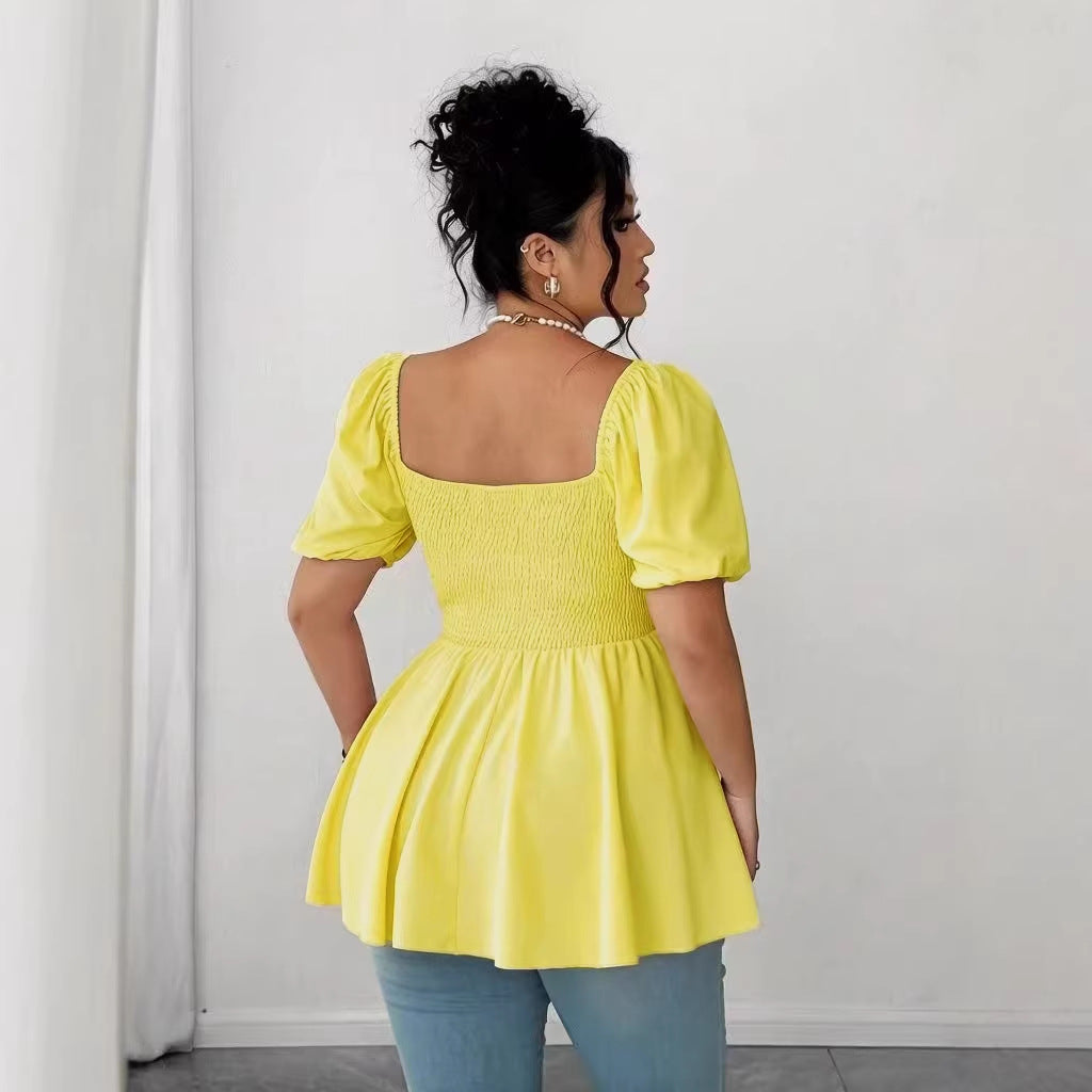 New Stylish Pleated Womens Blouse In Plus Sizes by Ricaloux