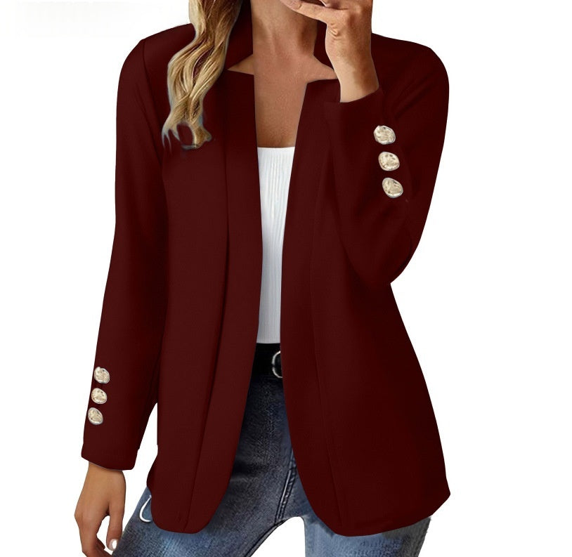 Womens Suit Long-sleeve Cufflink Cardigan Jacket – Premium 0 | RICALOUX