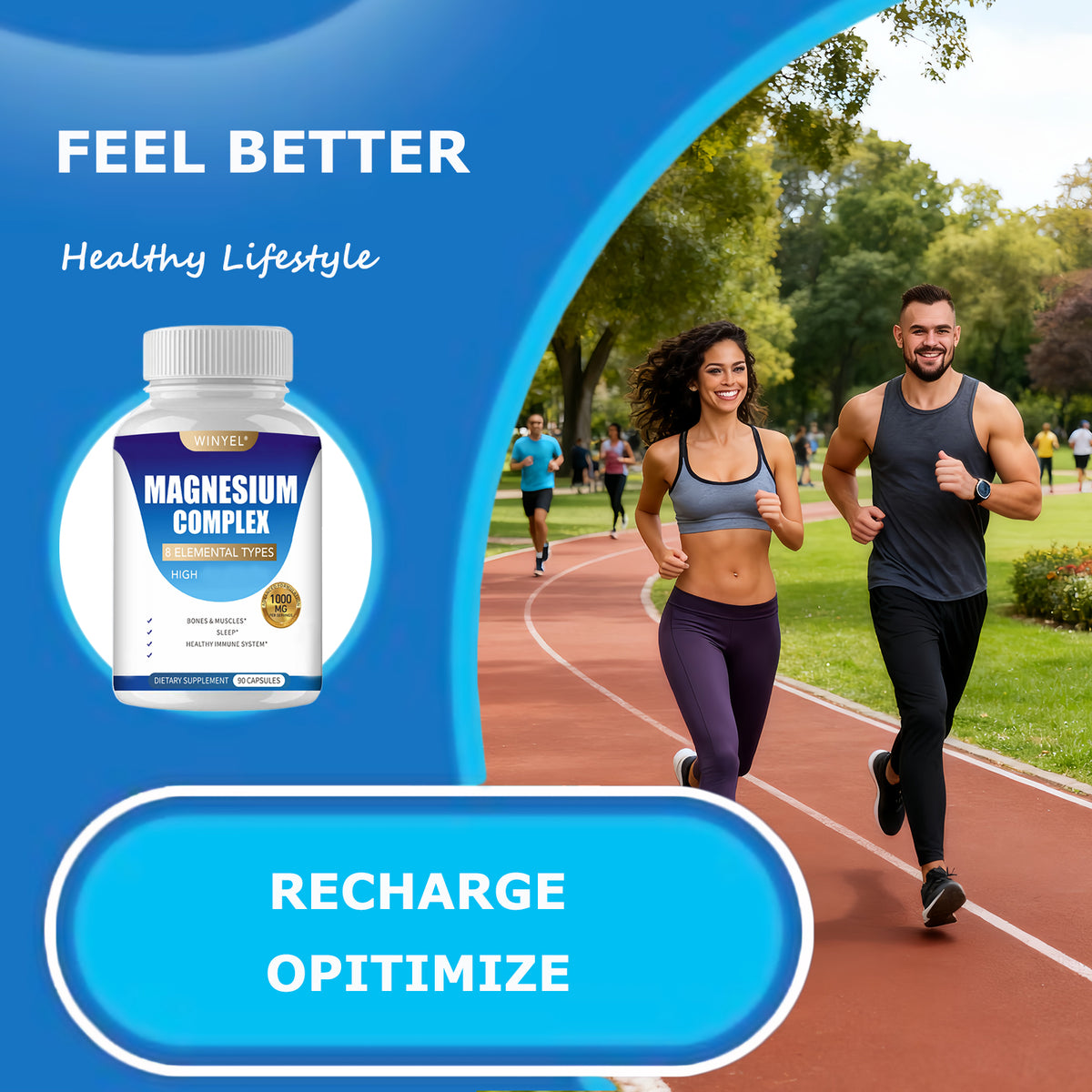 MAGNESIUM COMPLEX Wellness Capsules With Malate & Glycinate And 8 ELEMENTAL MAGNESIUM, Supports Health 90 Capsules, Dietary Supplement. – Premium 4 | RICALOUX