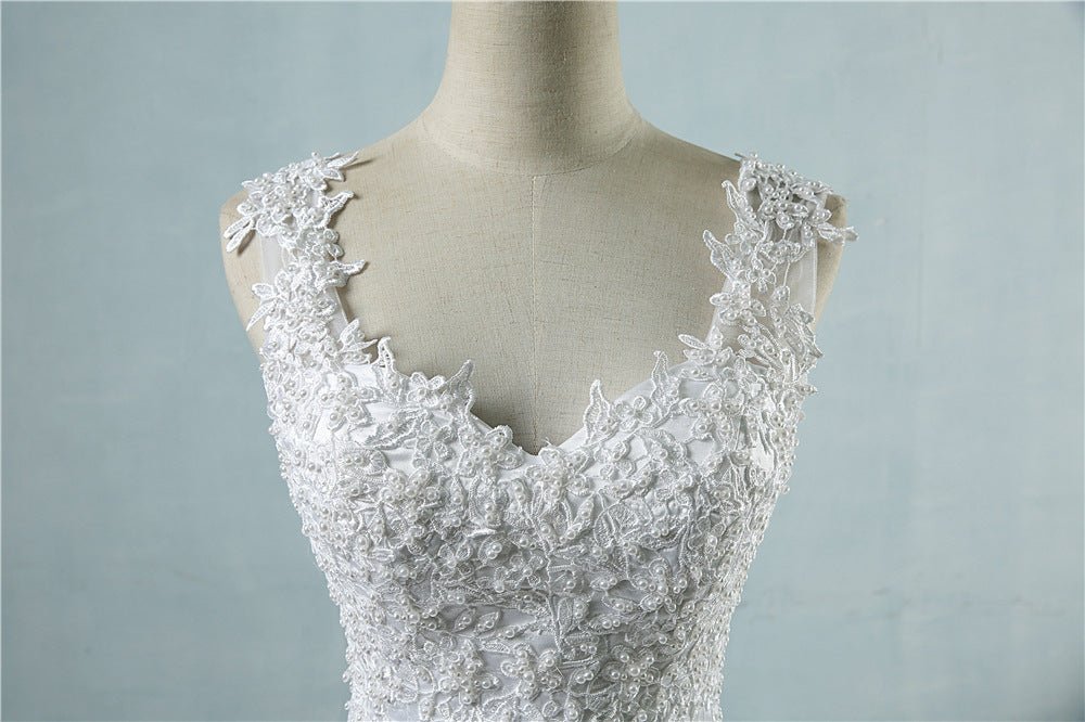 High Waist Wedding Dress With Deep V-neck - RICALOUX