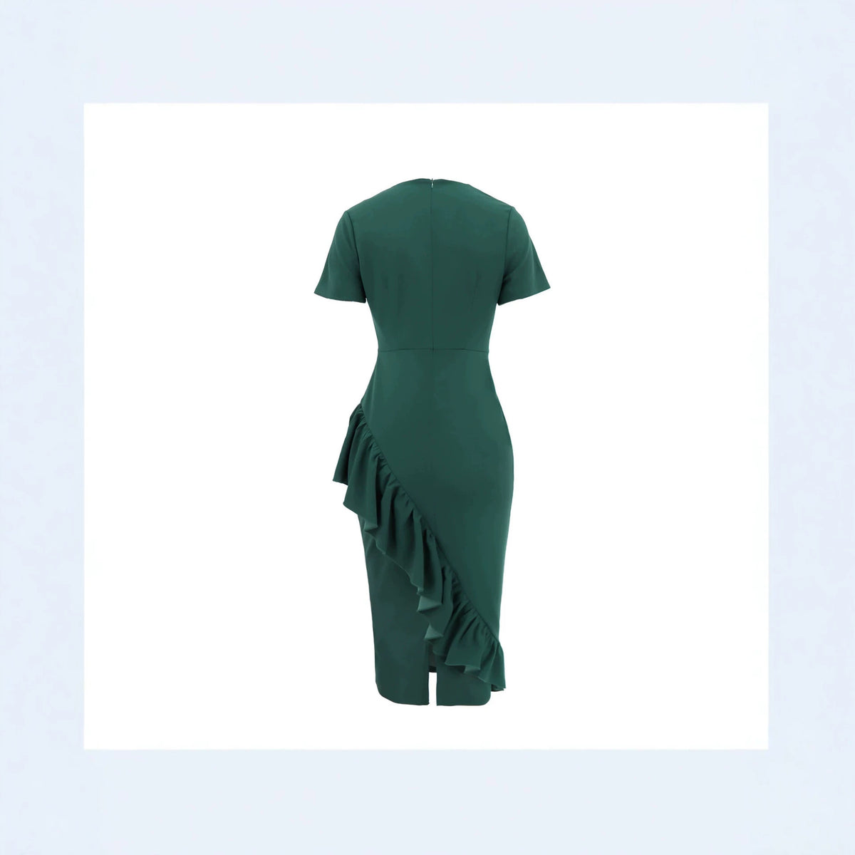 Womens Casual And Elegant Short-sleeve V-neck A-line Dress With Ruffled Hem And Buttons by Ricaloux