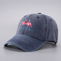 Women's Distressed Washed Flamingo Embroidery Fashion Trend Baseball Cap Suitable For Daily Commuting, Outdoor Activities, Seaside Vacations, And Sun Protection. by Ricaloux