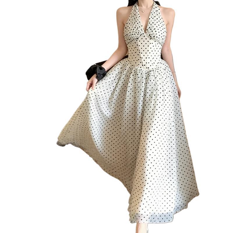 Backless V-neck Halter Dress For Women by Ricaloux