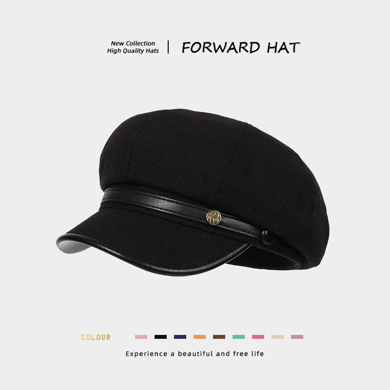 Korean-style Retro Wool Octagonal Hat Womens British Style – Premium 0 | RICALOUX