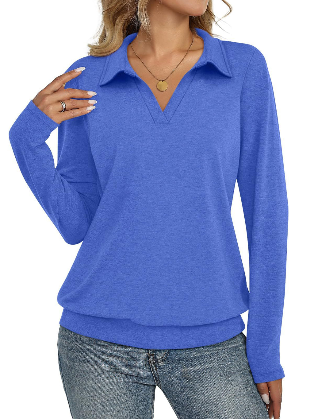 Womens Long-sleeved Fashionable Casual Minimalist And Relaxed-fit Top by Ricaloux