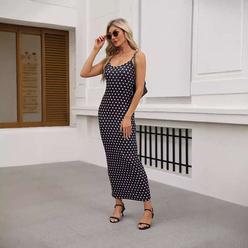 Fashionable Strapless Sexy Backless Printed Dress With Leopard Print by Ricaloux