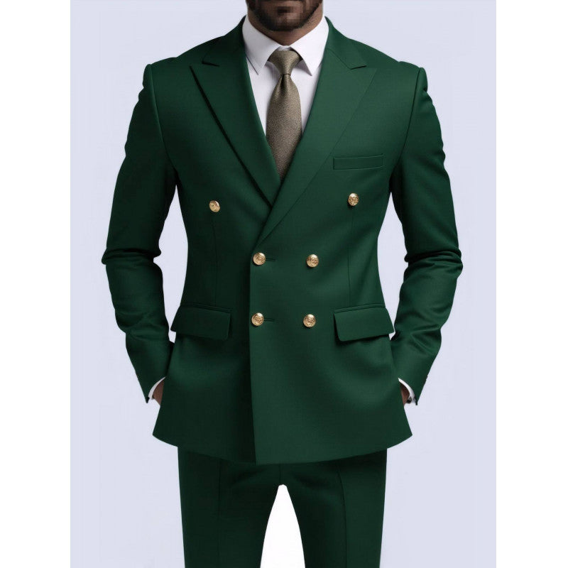 Mens Double-Breasted Fashionable Casual Blazer by Ricaloux