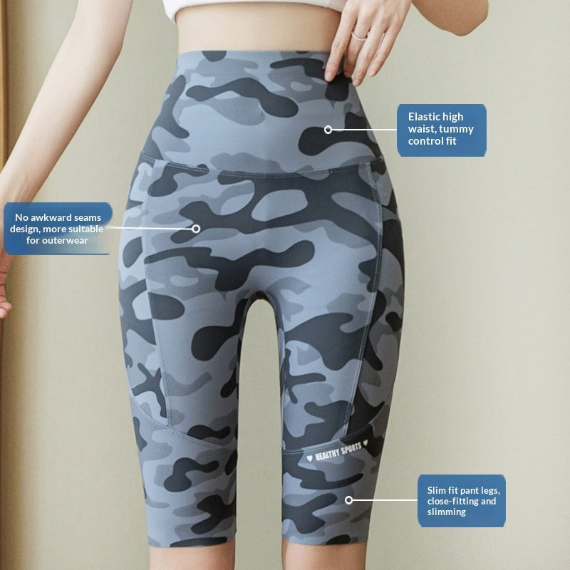 Camouflage Shark Thin Outerwear Yoga Pants by Ricaloux