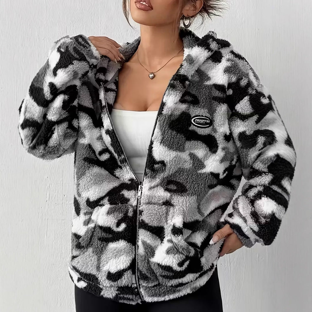 European And American Autumn And Winter Plush Camouflage Warm Jacket - RICALOUX