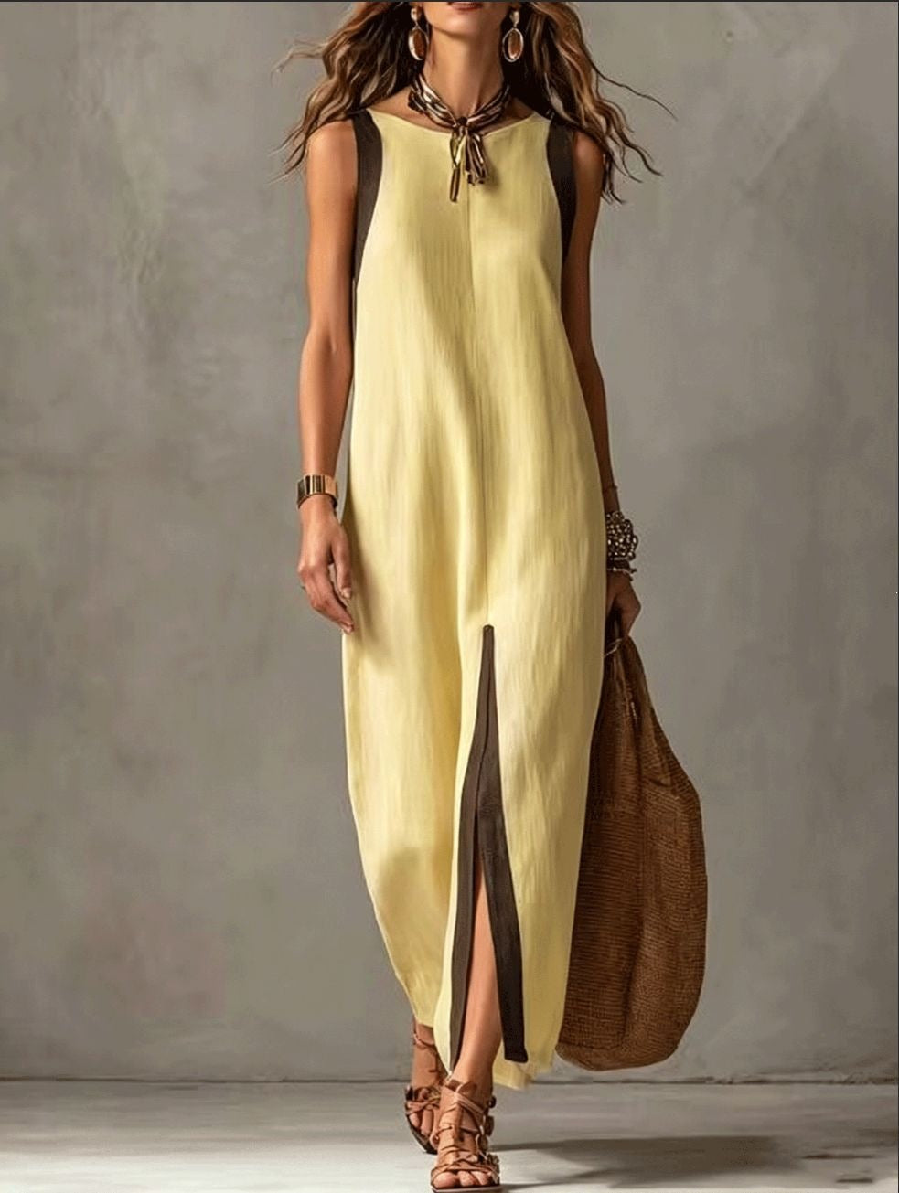 Summer New Womens Casual Chic Sleeveless Color-Block Split Dress – Premium 0 | RICALOUX