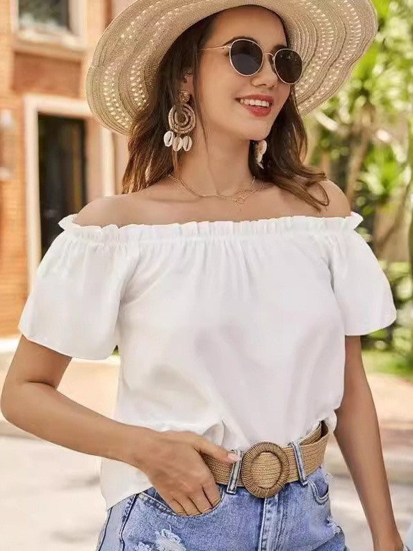Women Summer Off Shoulder One Shoulder Neck T-Shirt – Premium 4 | RICALOUX