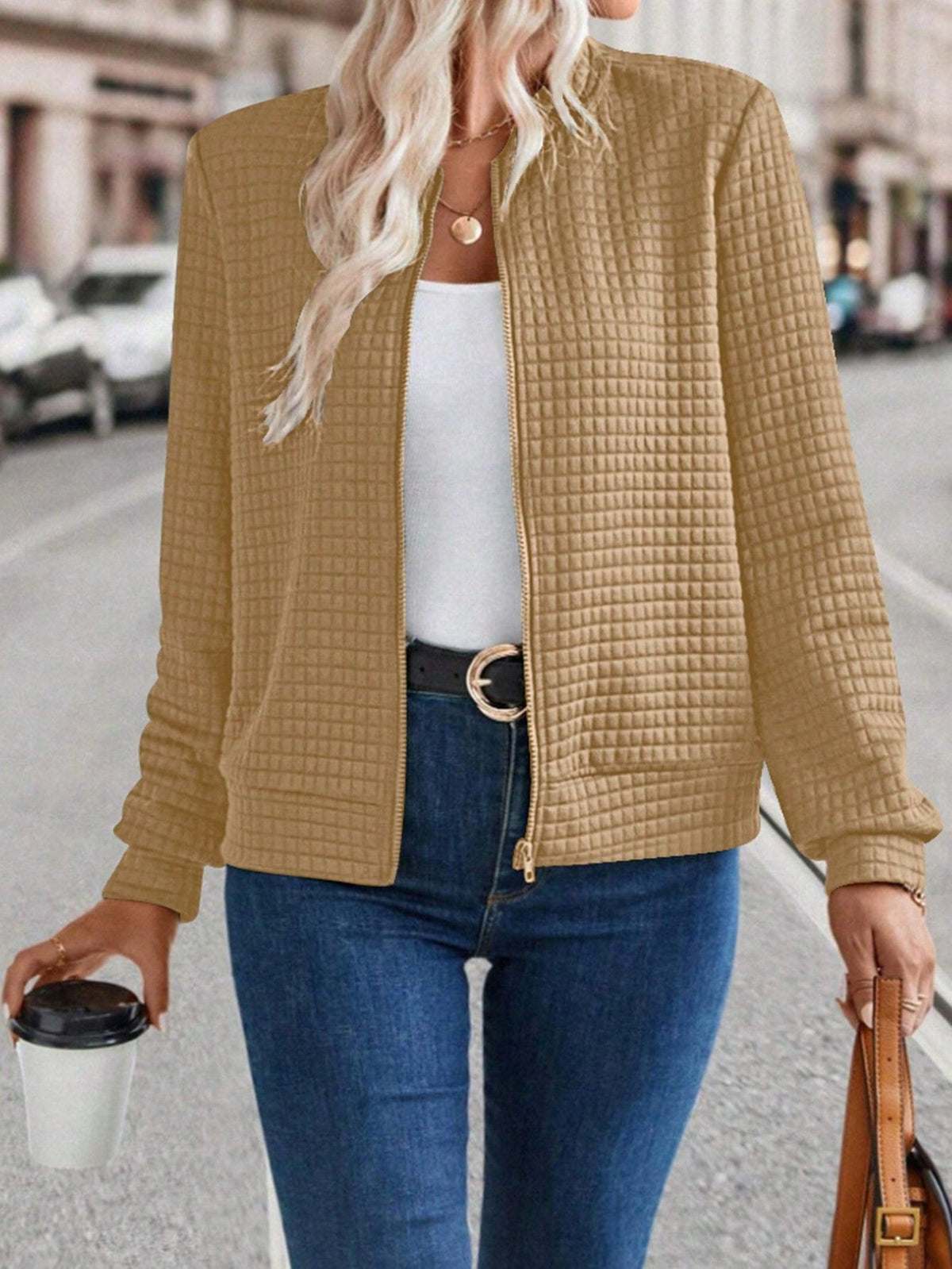 Hot Selling New Arrival Women's Long Sleeve Zip-Up Solid Color Decorative Cardigan, Solid Casual Outerwear For Ladies – Premium 4 | RICALOUX