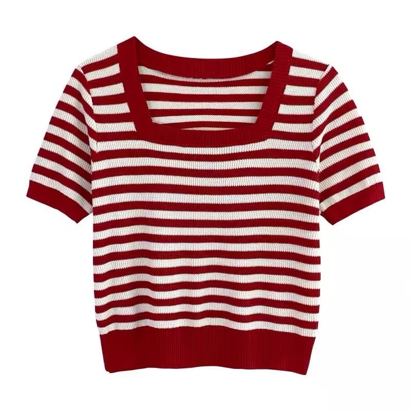 Color-block Short-sleeve Top That Flatters The by Ricaloux